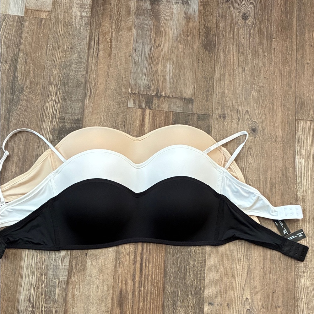 3-Pack Convertible Strapless Bras in Black, White & Nude